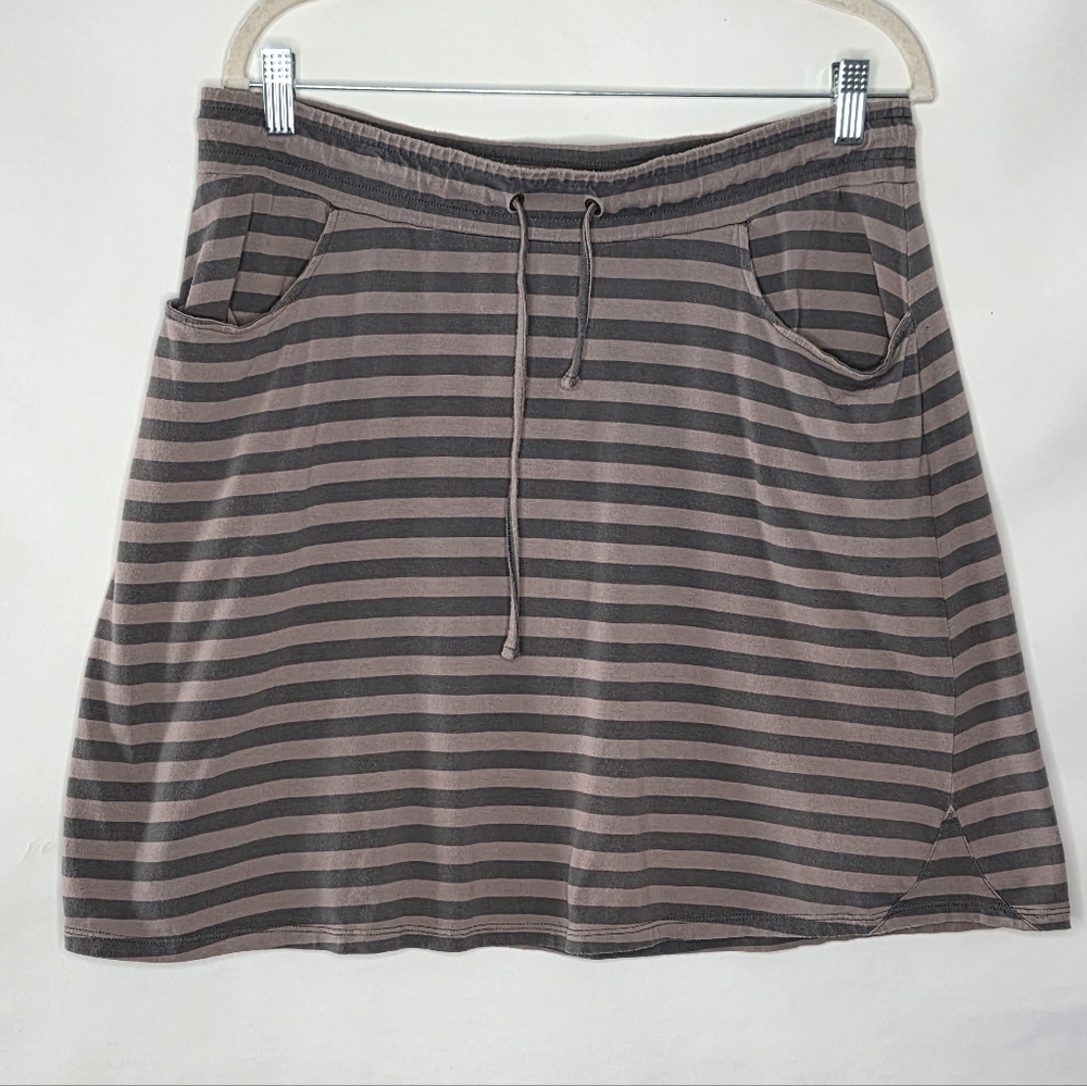 Toad & Co. Striped Tica Skirt Size L with Pockets Organic Cotton Stretch